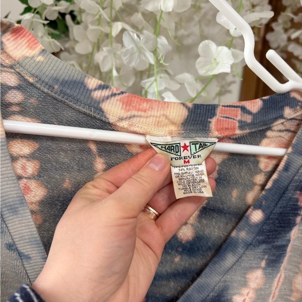 Hard Tail Tie-Dye V-Neck Sweatshirt - Blue and Pink - Picture 3 of 6
